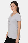 Rosaline Spatial Speckle Knit Cotton Top - Grey Melange — thumbnail 2